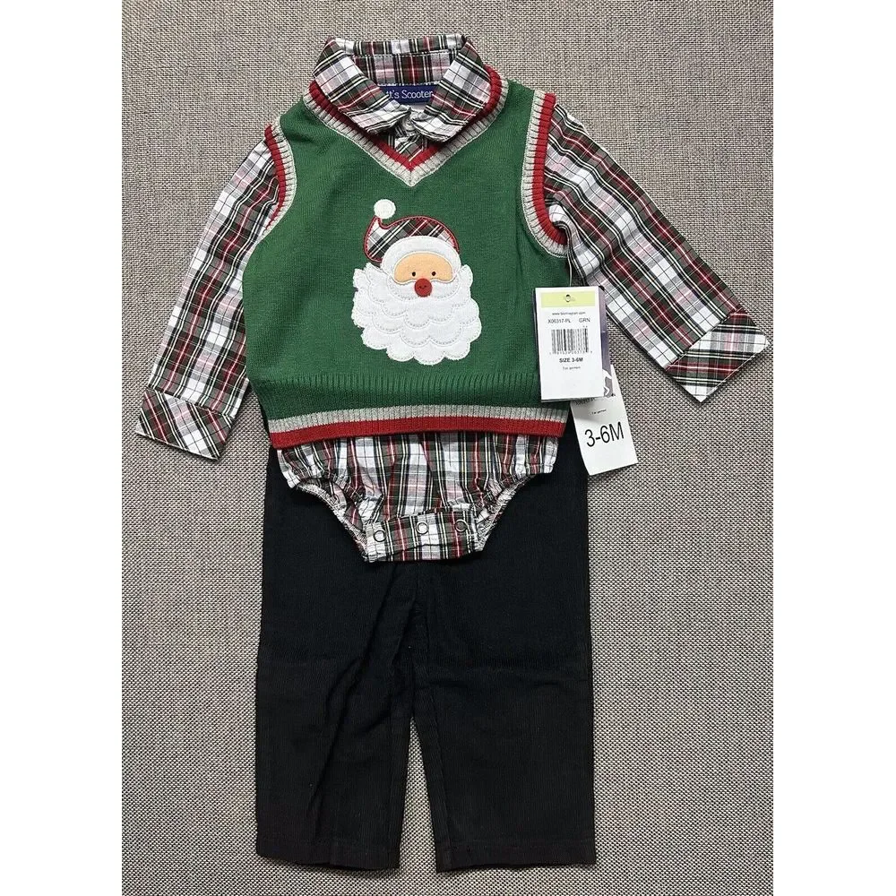 NEW BNWT Bonnie Jean/Matt's Scooter Boys‎ Outfit Clothes Santa Xmas Size 3M-6M
